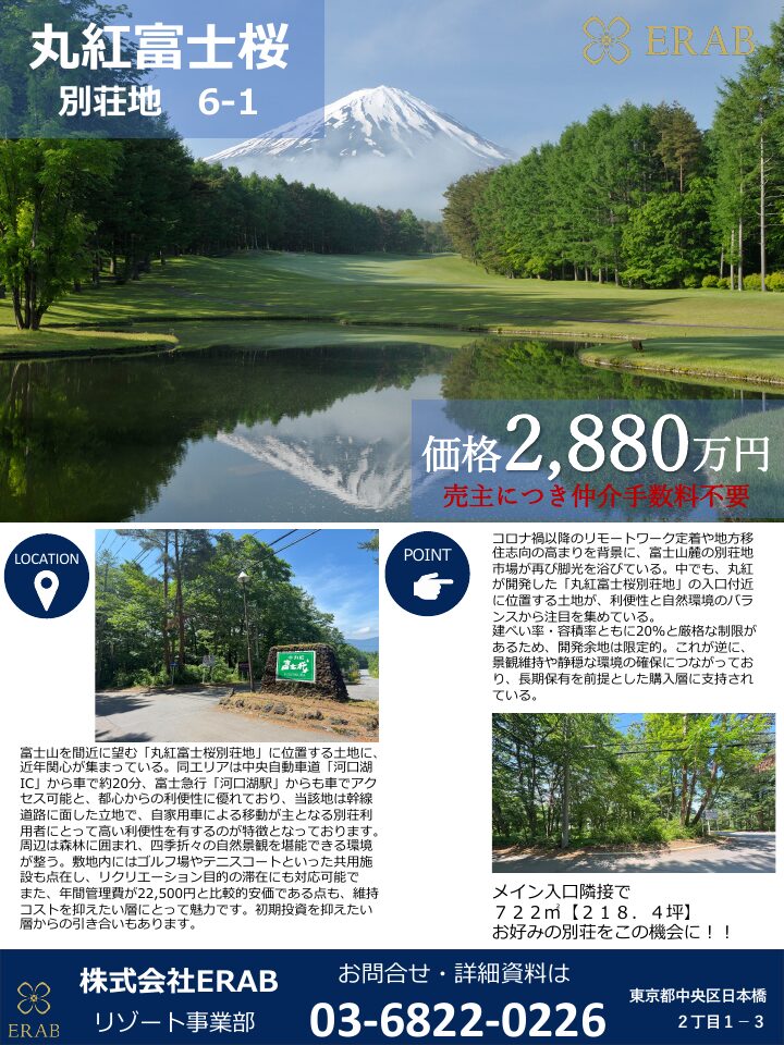 丸紅富士桜別荘地6-1、価格2,880万円